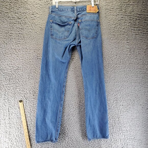 Levis Jeans Mens 30x34 Blue Medium Wash 501 Original Fit Button Fly Denim - Picture 1 of 14